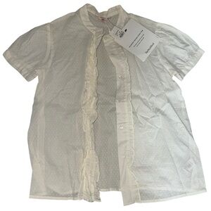 Bonpoint White Ruffle Kids Shirt